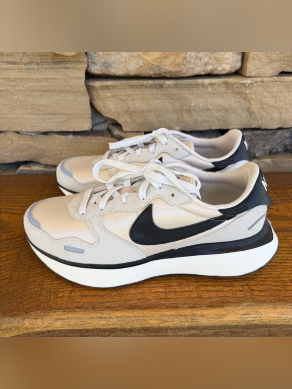 Nike Beige and Black Platform Trainers